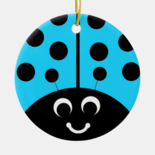 blå ladybug julgransprydnad keramik