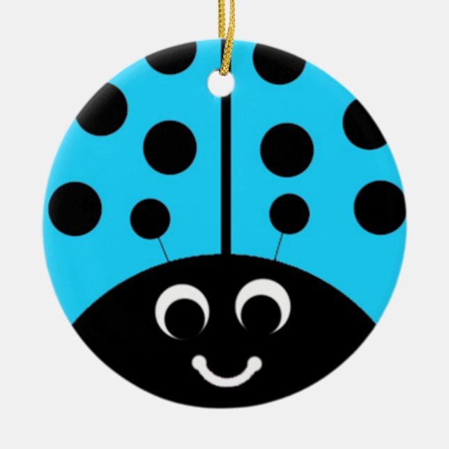 blå ladybug julgransprydnad keramik (Framsidan)