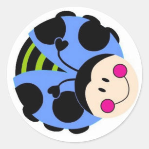 blå ladybug runt klistermärke