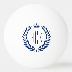 Blå lagerkrans anpassad monogram pingisboll