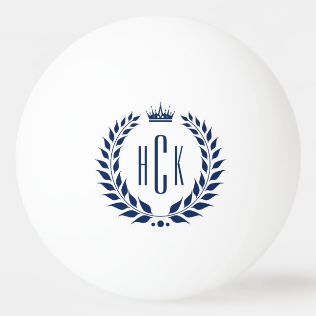 Blå lagerkrans anpassad monogram pingisboll (Framsidan)