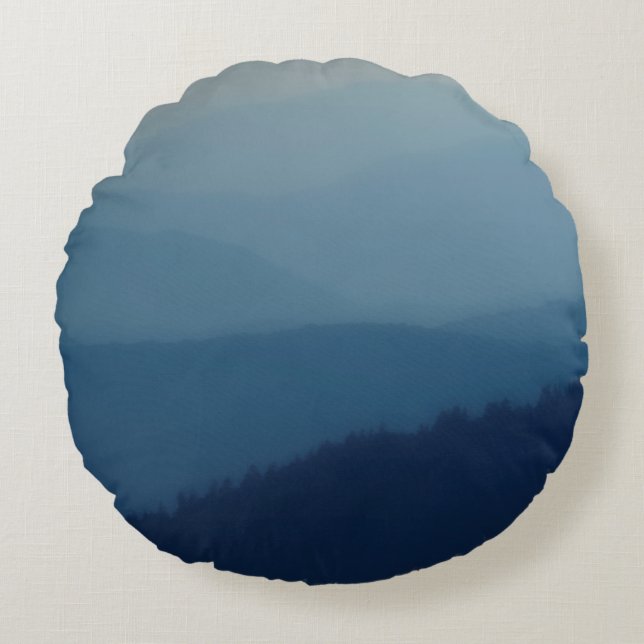 Blå Lagrar Rund Kudde (Framsidan)