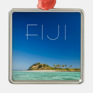 Blå lagun landskapsbild, Fiji Julgransprydnad Metall