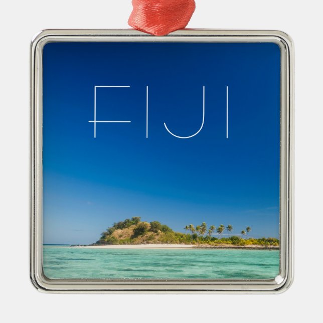 Blå lagun landskapsbild, Fiji Julgransprydnad Metall (Framsidan)