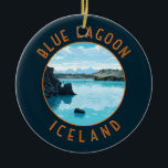 Blå laguncirkel, Island med trycksatt cirkel Julgransprydnad Keramik<br><div class="desc">Blått Island vektorkonst. Blue Lagoon är en geotermisk spa i sydvästra Islandet. Spa ligger i Lava fält nära Grindavík och framför Mount Þorbjörn på Reykjanes Peninsula.</div>