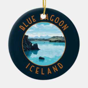 Blå laguncirkel, Island med trycksatt cirkel Julgransprydnad Keramik