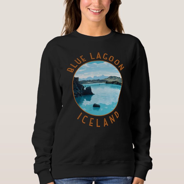Blå laguncirkel, Island med trycksatt cirkel T Shirt (Framsida)