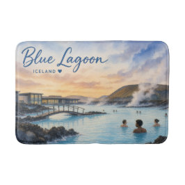 Blå lagunen Island termiskt bad akvarell  Badrumsmatta