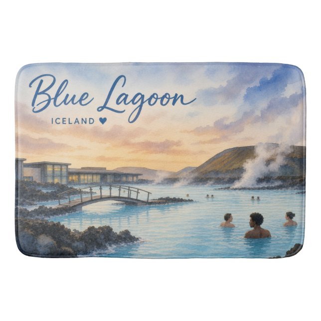 Blå lagunen Island termiskt bad akvarell  Badrumsmatta (Framsidan)