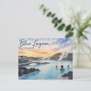 Blå lagunen Island termiskt bad akvarell Helg Vykort