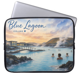 Blå lagunen Island termiskt bad akvarell  Laptop Fodral