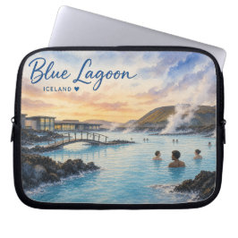 Blå lagunen Island termiskt bad akvarell  Laptop Fodral