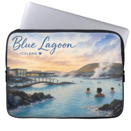 Blå lagunen Island termiskt bad akvarell  Laptop Fodral