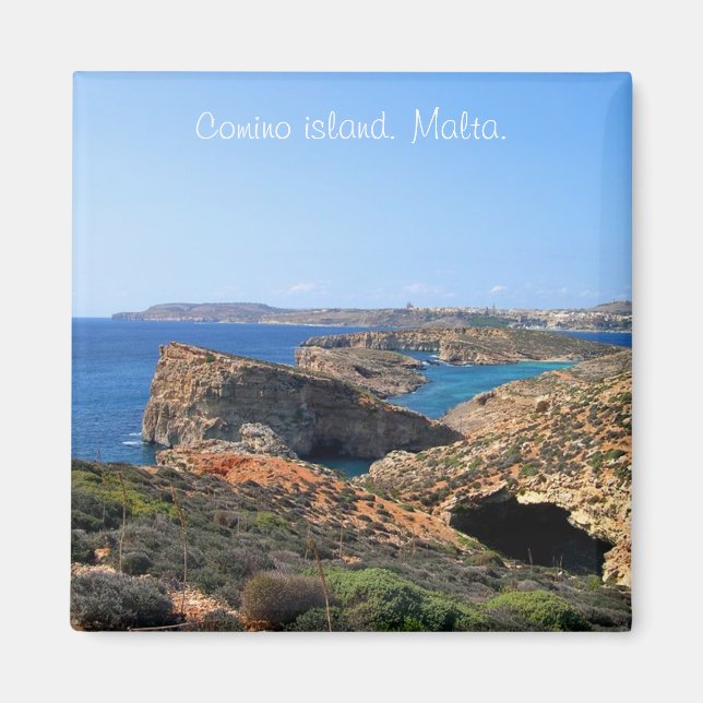 Blå lagunen på Comino-ön i Malta Magnet (Framsidan)