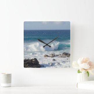 Blå landskapsfoto, Vågar i Maui Fyrkantig Klocka