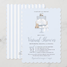 Blå, lång Avstånd Virtuellare babyskocka Inbjudningar