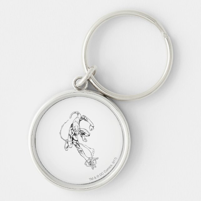 Blå Lantern 9 Rund Silverfärgad Nyckelring (Framsidan)