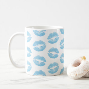 Blå Läppar, Mönster i Läppar, blå läppstift, kyss Kaffemugg