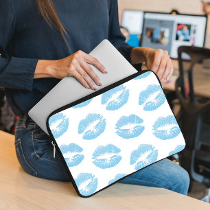 Blå Läppar, Mönster i Läppar, blå läppstift, kyss Laptop Fodral
