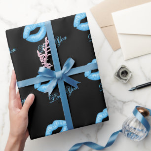 Blå läppstift Kisses Wrapping Papper Presentpapper