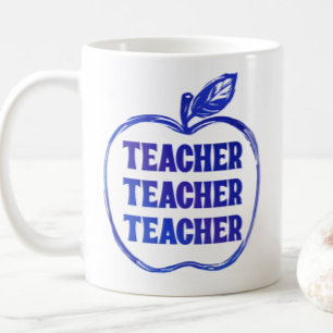 Blå Lärare Äpple Kontur Tacksamhet Stolthet Gåva Kaffemugg