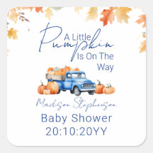 Blå lastbil & Liten pumpa på väg Baby Shower-inbju
