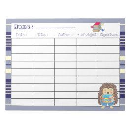 Blå lästmall för grundskoleläsningslogg anteckningsblock