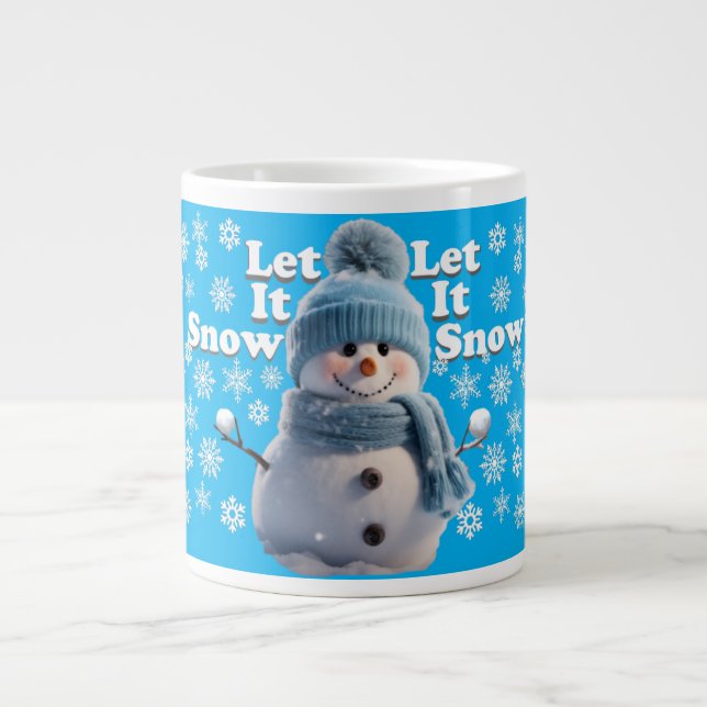 Blå Låt det snöa Rolig Snöman Specialmugg Jumbo Mugg (Framsidan)