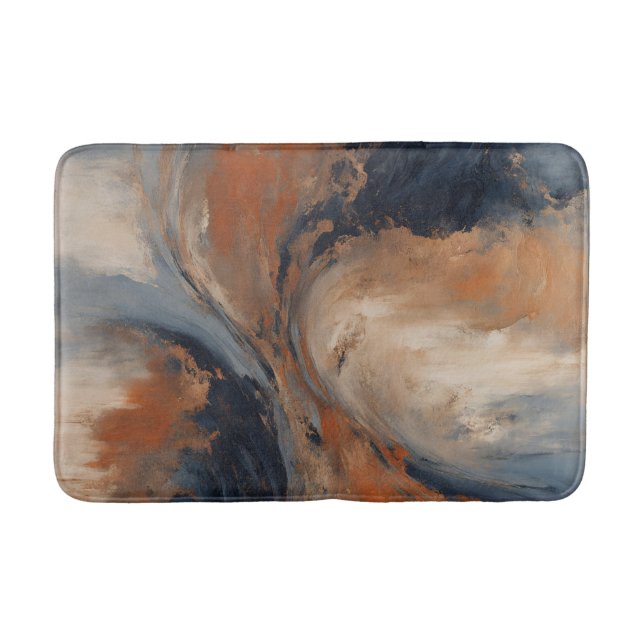 Blå, lätt blå Orange lätt blå marmor Badrumsmatta (Framsidan)