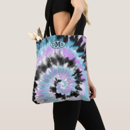 Blå lavender Black Tie Dye Abstrakt Monogram Tygkasse