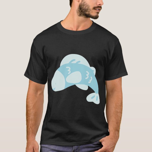 Blå leende fisk t shirt (Framsida)
