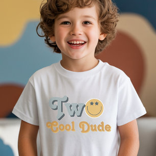 Blå Leende Två Coola Killar Pojkar 2-årsdag T Shirt