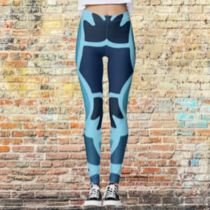 Blå legging med rolig färgcollage-mönster
