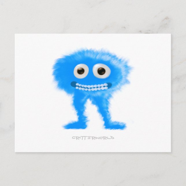 Blå leggy Critter Vykort (Framsida)