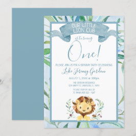Blå Lejonare Unge, första Födelsedagsfesten Inbjudningar