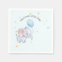 Blå Lekfulla Elefanter Baby Shower
