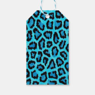 Blå Leopard Pälsfläcks Mönster Presentetikett