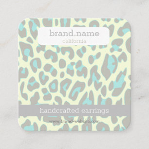 Blå leopard Print Handmade Jewelry Stud Visning Fyrkantigt Visitkort