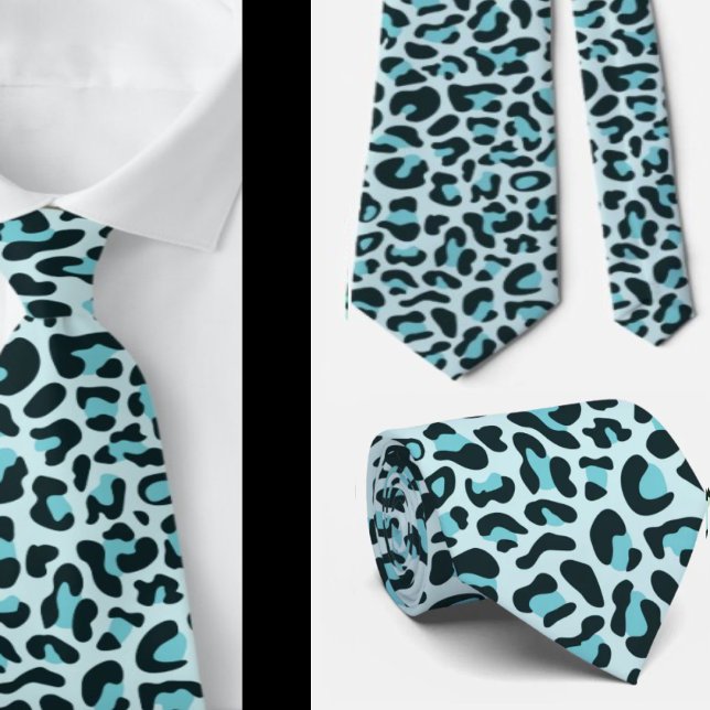 Blå leopard Print Marskalkars Punk Sten Bröllop Slips (Skapare uppladdad)
