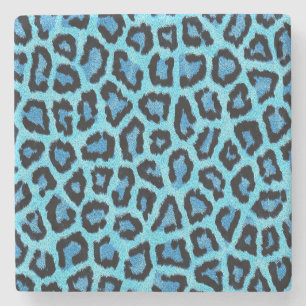 Blå leopard print mönster - vild roligt punk ste underlägg sten