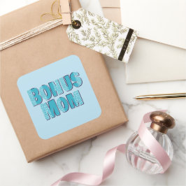 Blå leopard Skriv ut Bonus Mamma Fyrkantigt Klistermärke