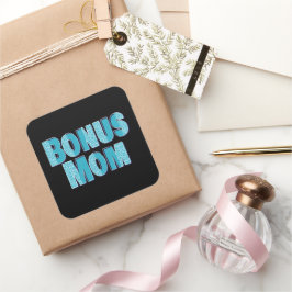 Blå leopard Skriv ut Bonus Mamma Fyrkantigt Klistermärke