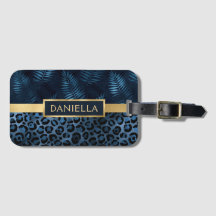 Blå leopard Skriv ut Shimmer Tropical Blommigt Nam