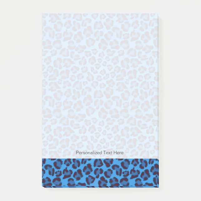 Blå leopard struktur mönster post-it block (Framsida)