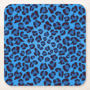 Blå leopard struktur mönster underlägg papper kvadrat