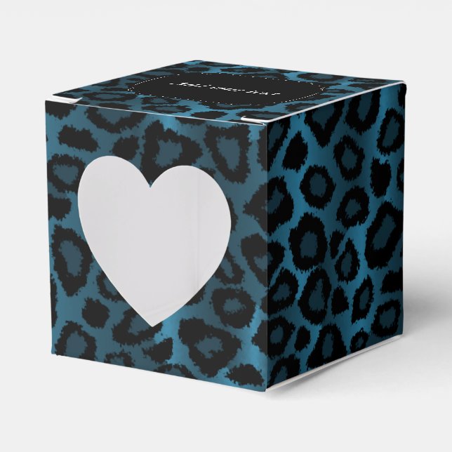 Blå Leopardmönster Presentaskar (Framsidan Sidan)