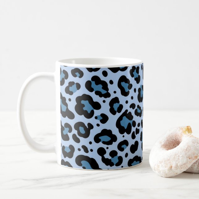 Blå Leopardycksmönster Kaffemugg (Med munk)