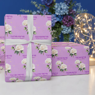 Blå Lila Akrylfärg Ombré Rosor Vårbröllop Presentpapper
