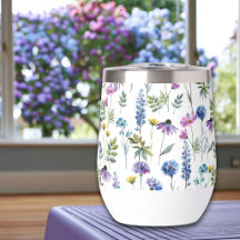 Blå Lila Akvarell Vildblomma