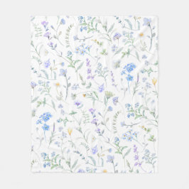 Blå Lila Akvarell Vildblomma Fleecefilt